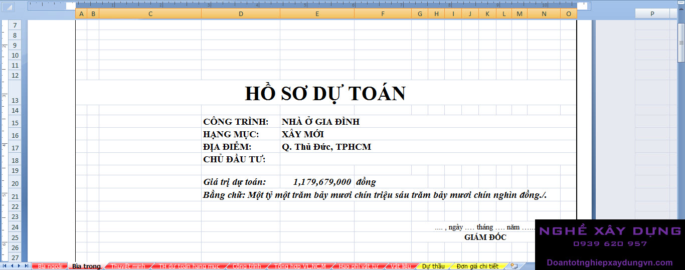 Hồ sơ dự toán đầy đủ rất chuẩn nhà phố Kiến trúc - kết cấu - điện nước