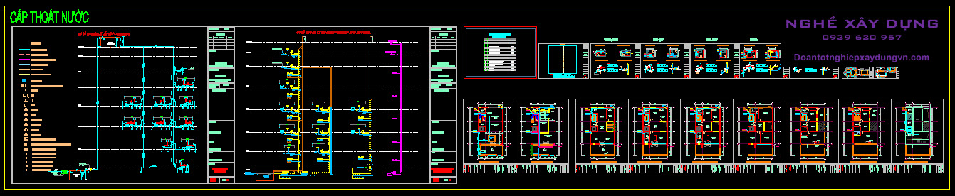 Hồ sơ thiết kế nhà phố kiến trúc hiện đại rất đẹp DT10x19.5m - Kiến trúc kết cấu điện nước full