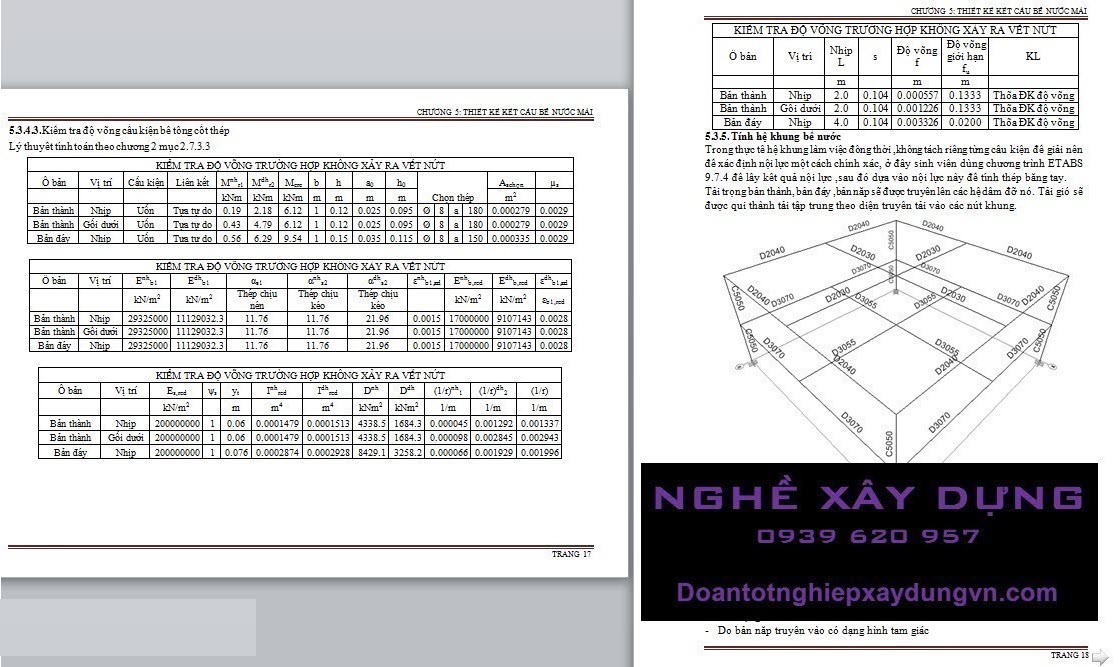 Full hồ sơ thiết kế Bể nước mái TCVN5574:2018 - Thuyết minh, bản vẽ, file etabs (edb)