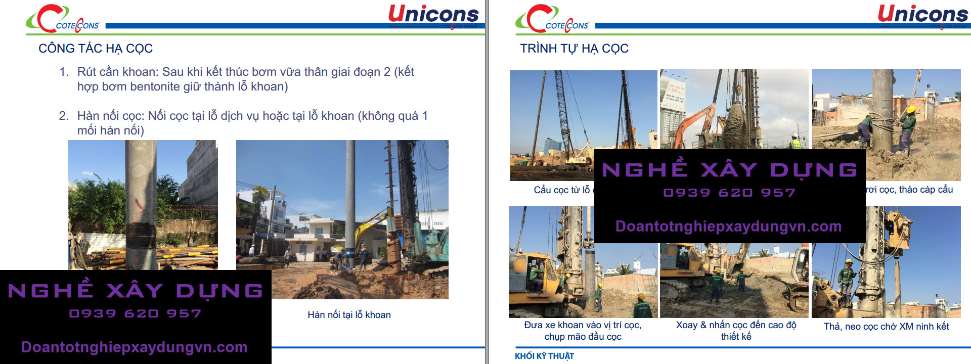 Coteccons – Unicons - Biện pháp thi công cọc khoan nhồi – Quy trình thi công cọc thả - Quy trình thi công giàn giáo H bao che